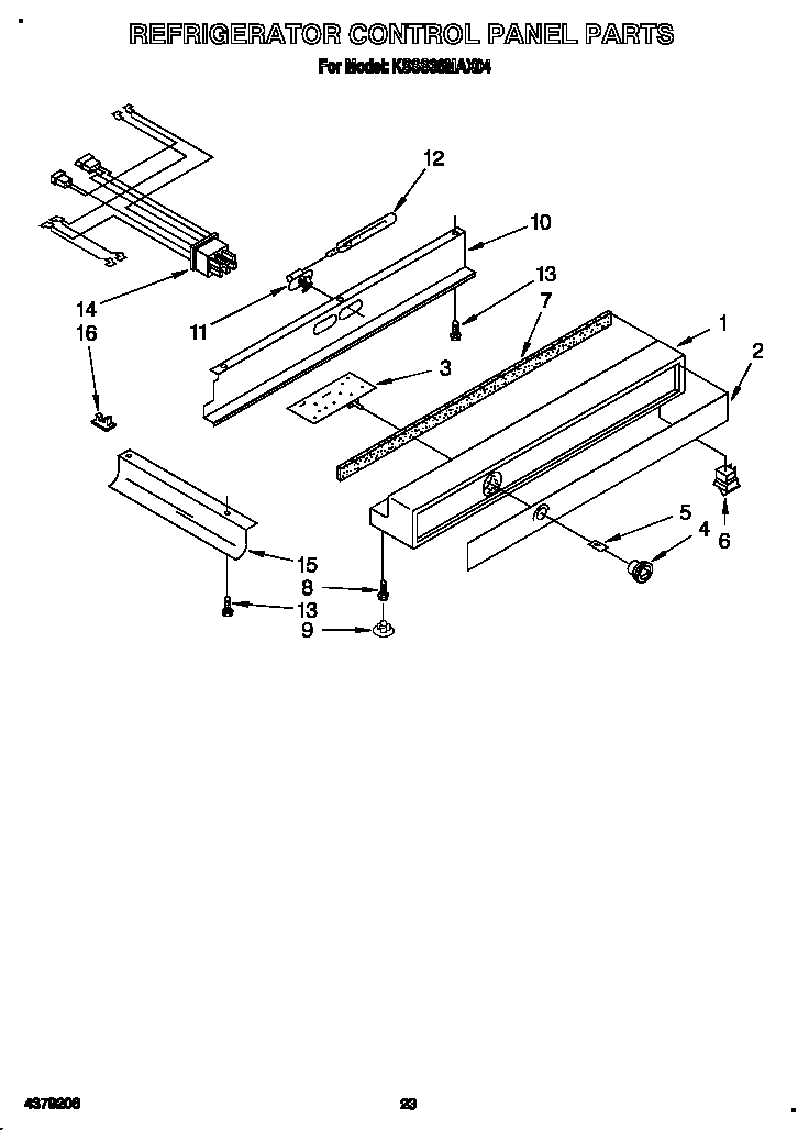 KitchenAid KSSS36MAX04 refrigerator control panel diagram