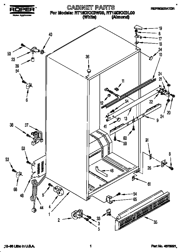 Roper RT18DKXBW00 cabinet diagram