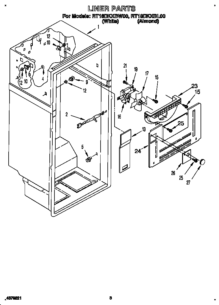Roper RT18DKXBW00 liner diagram