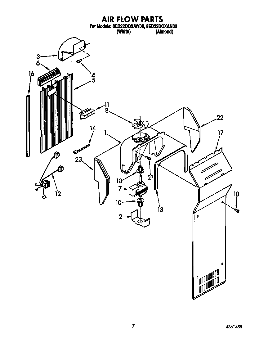 Whirlpool 8ED22DQXAW00 air flow diagram