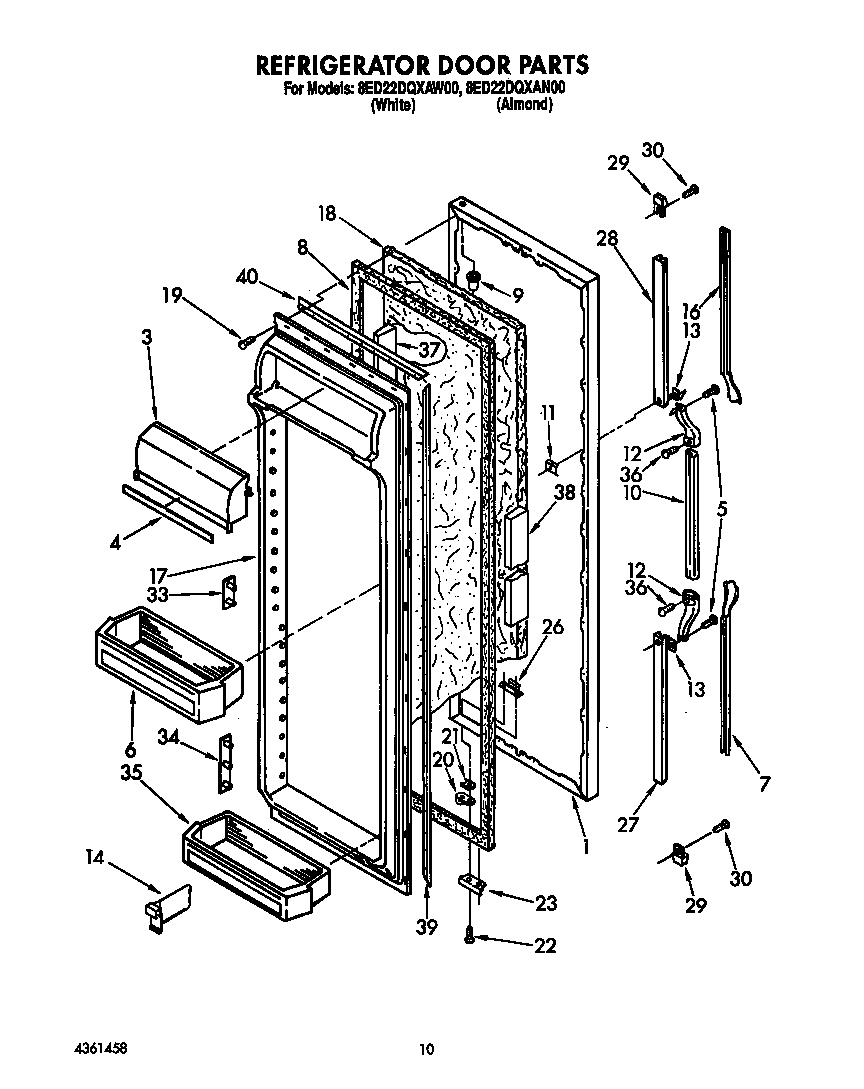 Whirlpool 8ED22DQXAW00 refrigerator door diagram