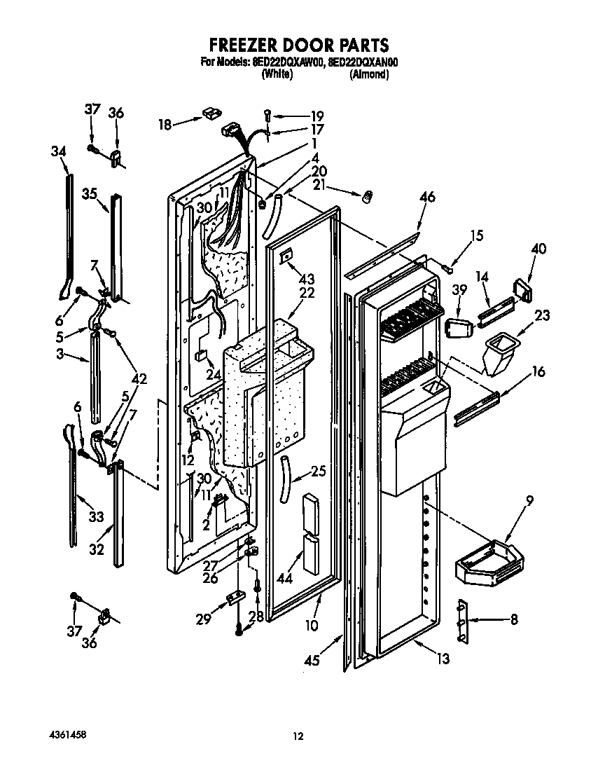 Whirlpool 8ED22DQXAW00 freezer door diagram