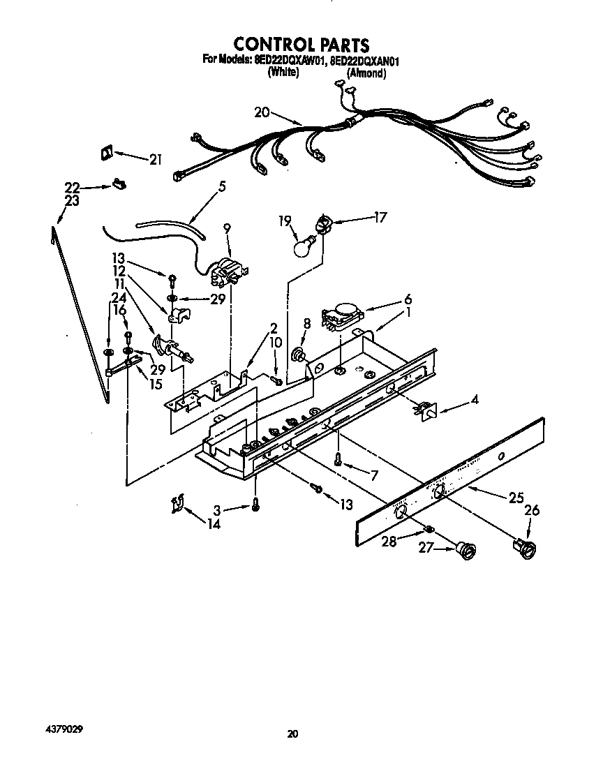 Whirlpool 8ED22DQXAW01 control diagram