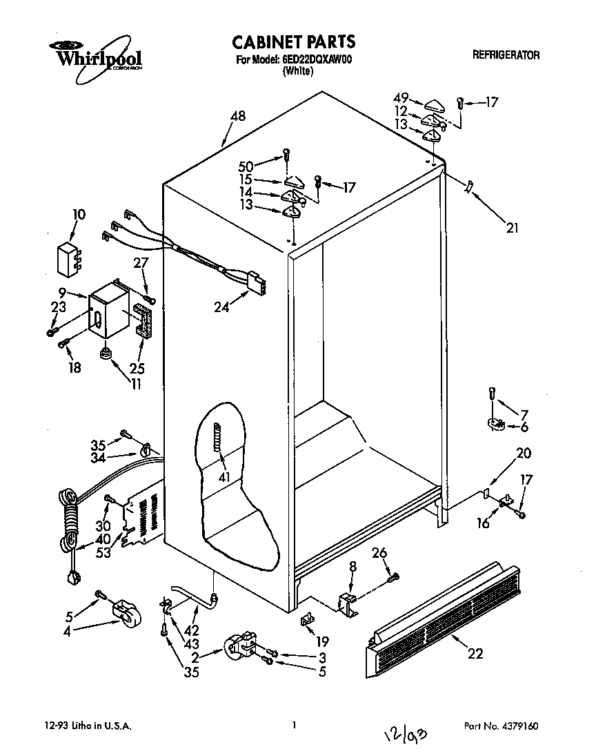 Whirlpool 6ED22DQXAW00 cabinet diagram