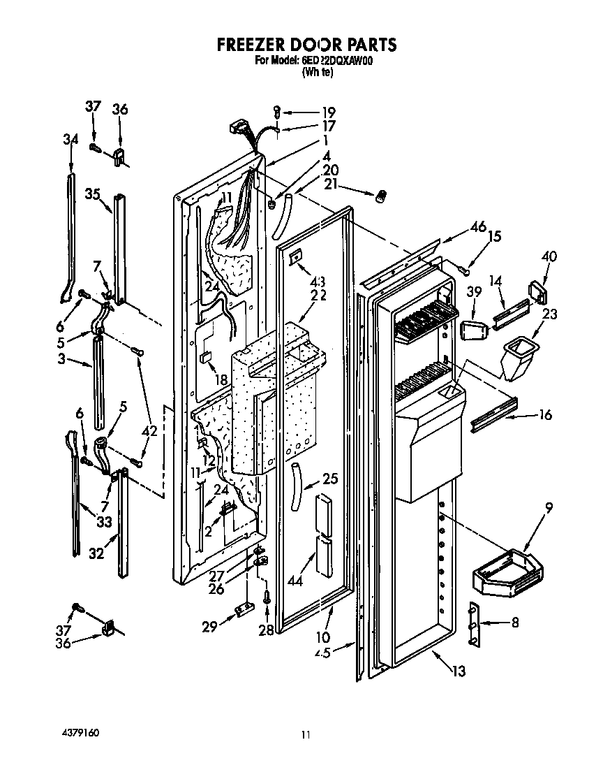 Whirlpool 6ED22DQXAW00 freezer door diagram