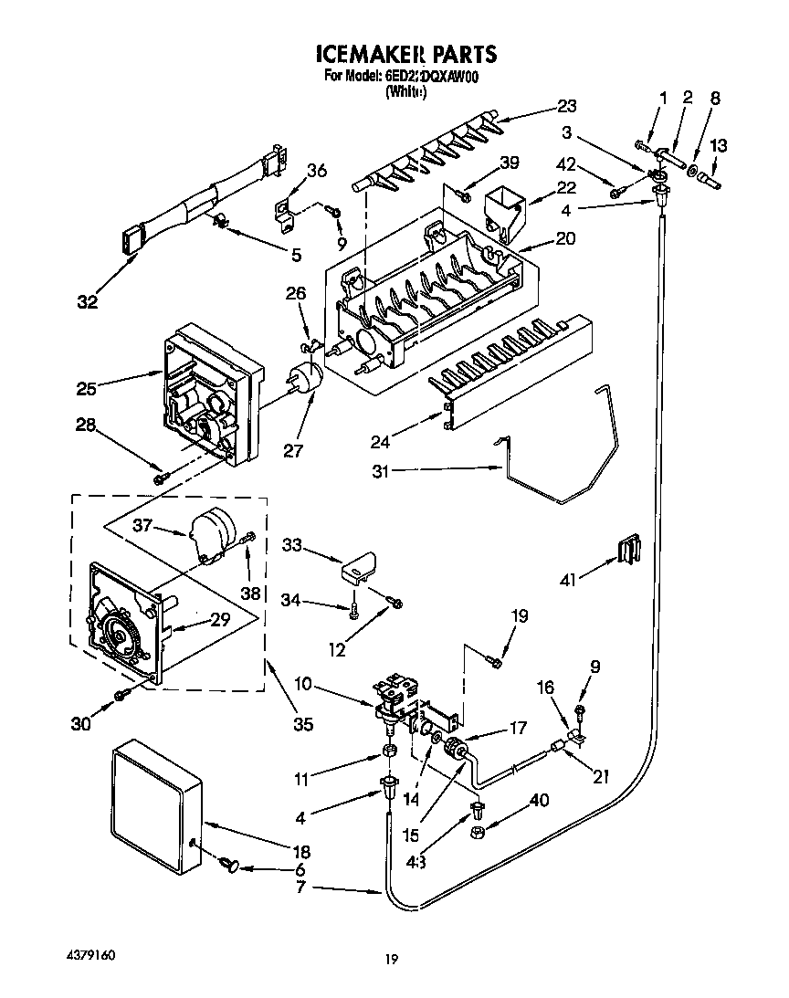 Whirlpool 6ED22DQXAW00 icemaker diagram