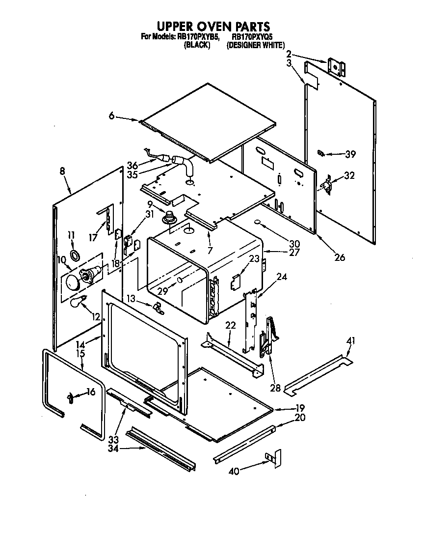 Whirlpool RB170PXYB5 upper oven diagram