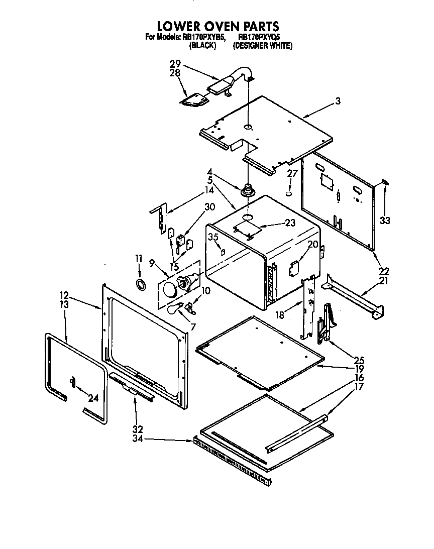 Whirlpool RB170PXYB5 lower oven diagram