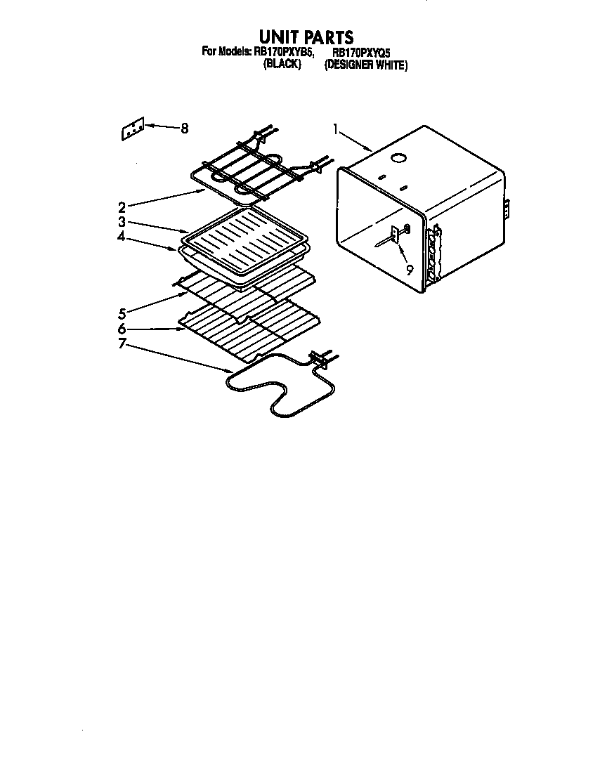 Whirlpool RB170PXYB5 unit diagram