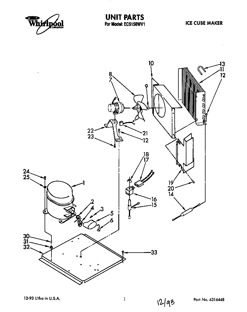Whirlpool EC5150WV1 unit diagram