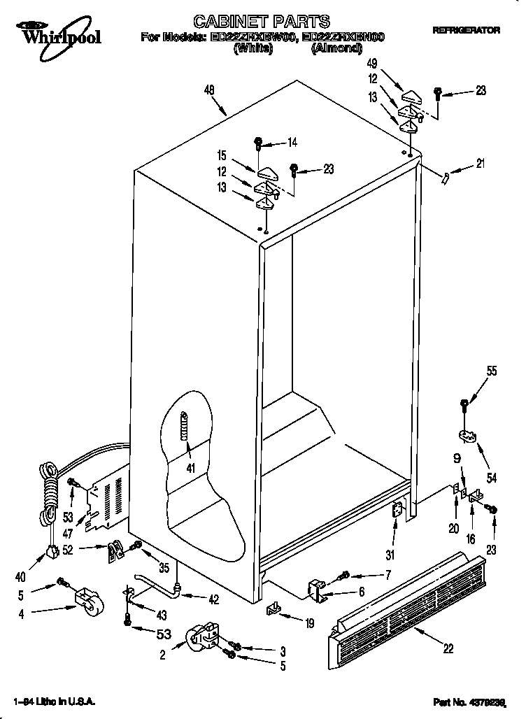 Whirlpool ED22ZRXBW00 cabinet diagram