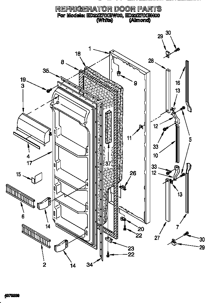 Whirlpool ED22ZRXBW00 refrigerator door diagram