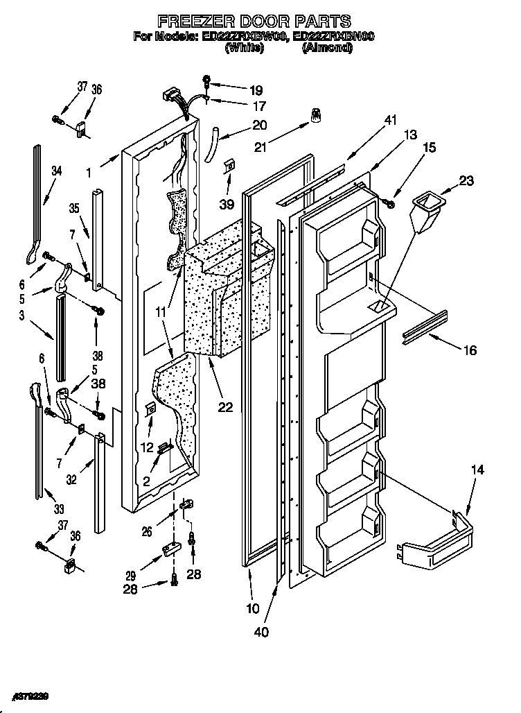 Whirlpool ED22ZRXBW00 freezer door diagram