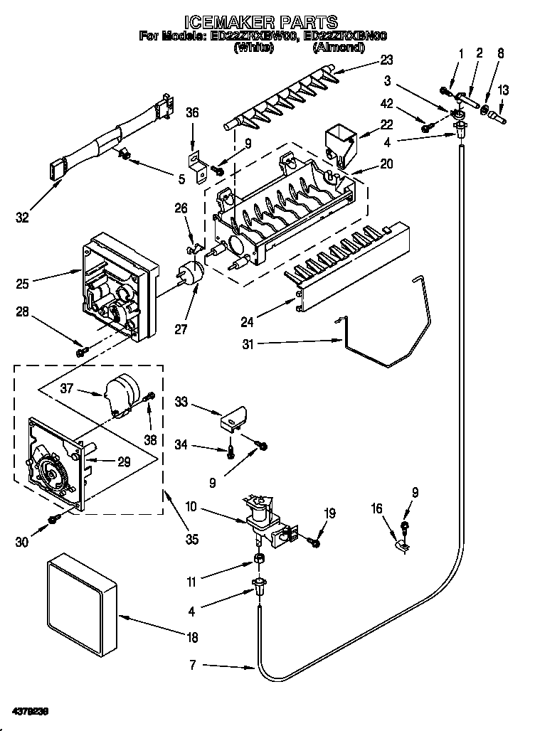Whirlpool ED22ZRXBW00 icemaker diagram