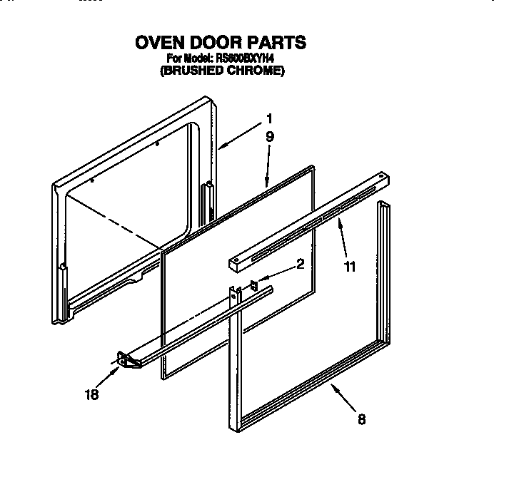 Whirlpool RS600BXYH4 oven door diagram
