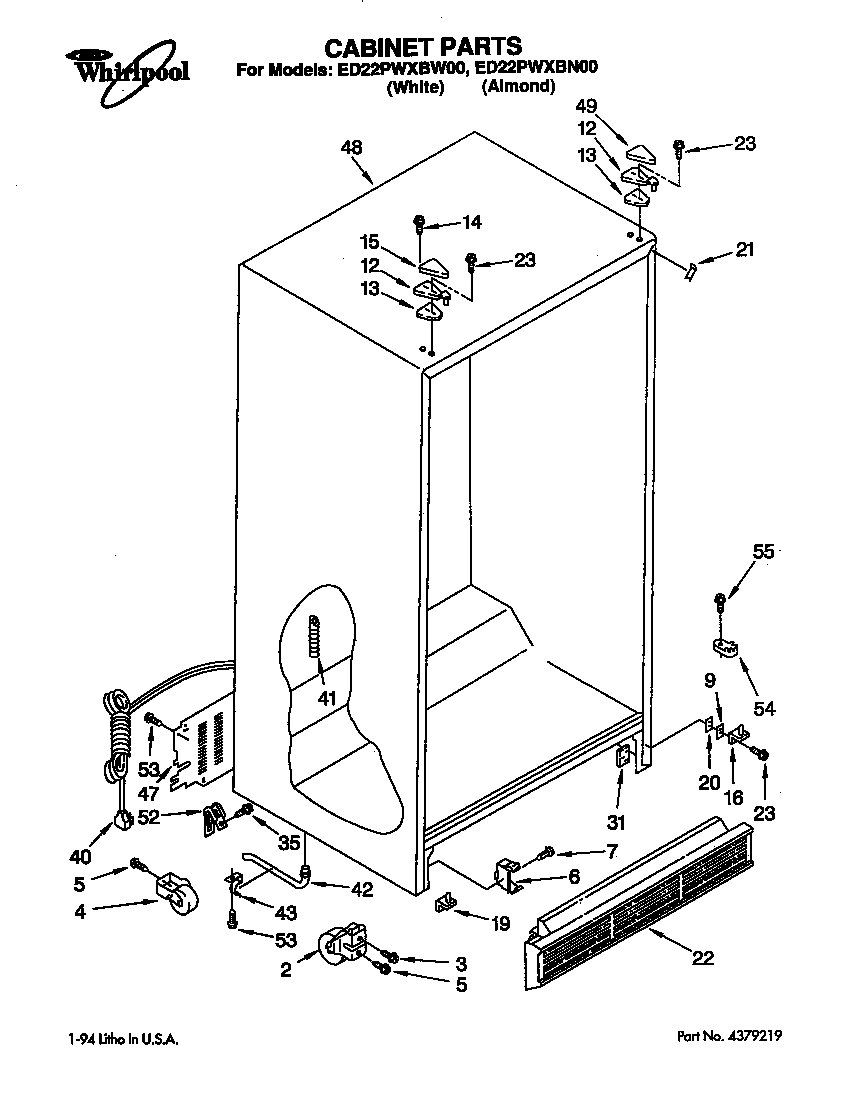 Whirlpool ED22PWXBW00 cabinet diagram