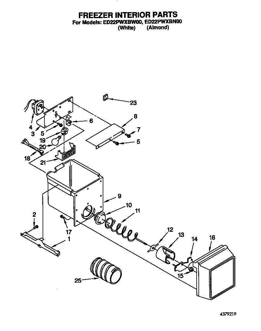 Whirlpool ED22PWXBW00 freezer interior diagram