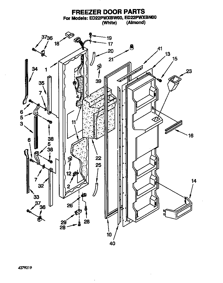 Whirlpool ED22PWXBW00 freezer door diagram