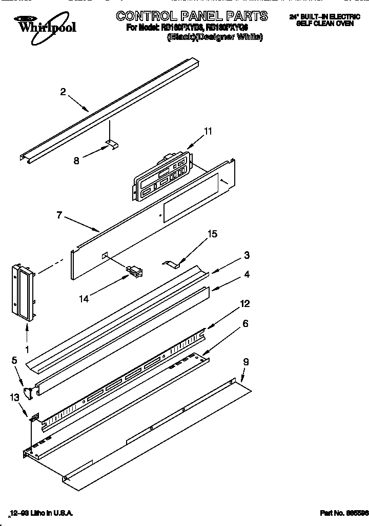 Whirlpool RB160PXYQ6 control panel diagram