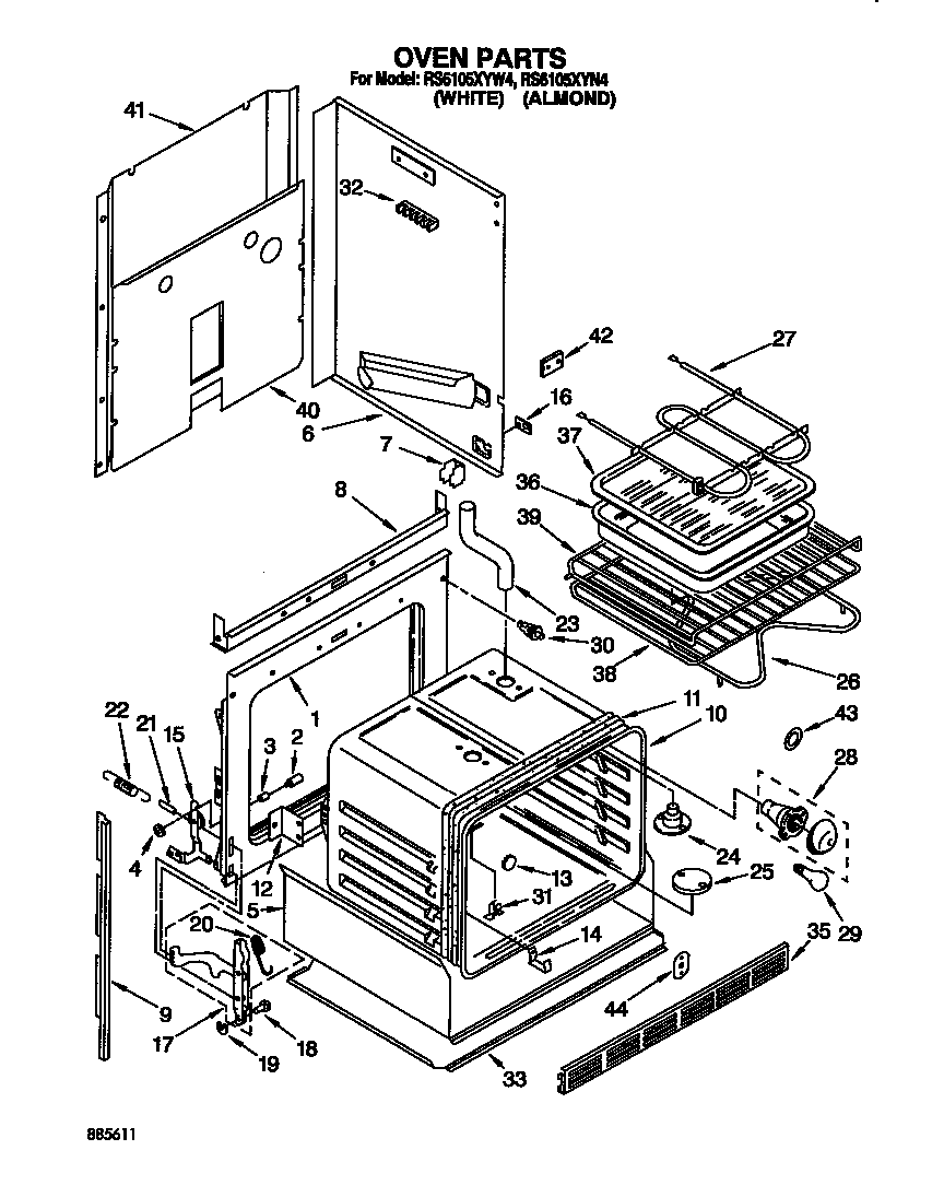 Whirlpool RS6105XYW4 oven diagram