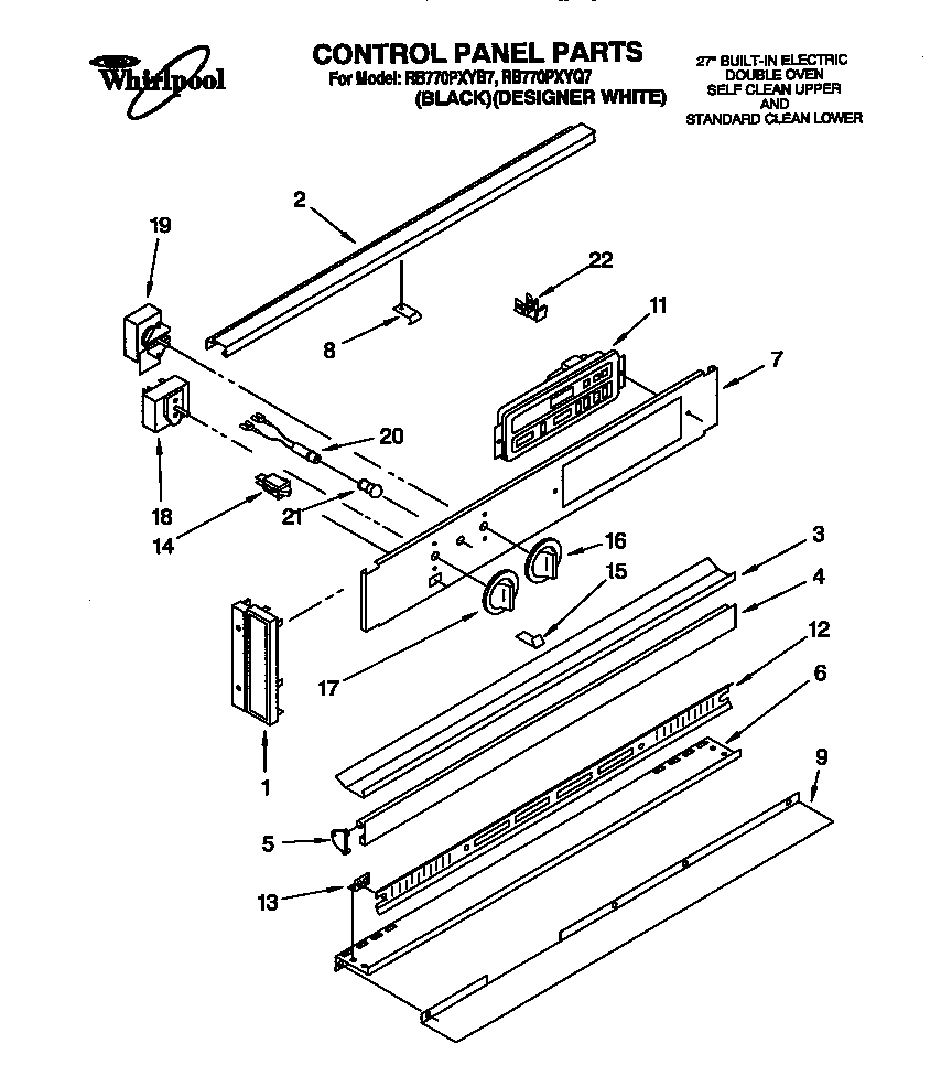 Whirlpool RB770PXYQ7 control panel diagram
