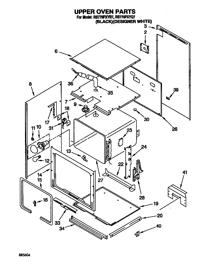 Whirlpool RB770PXYQ7 upper oven diagram