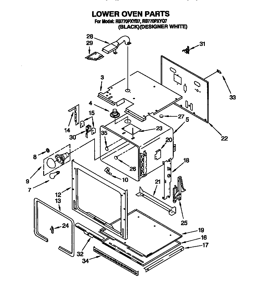 Whirlpool RB770PXYQ7 lower oven diagram