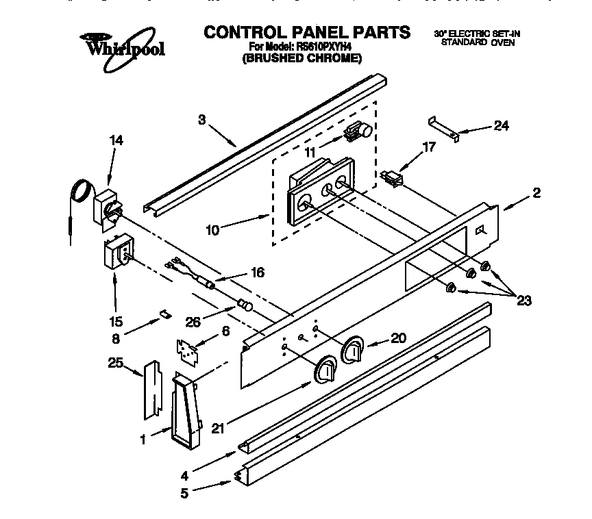 Whirlpool RS610PXYH4 control panel diagram
