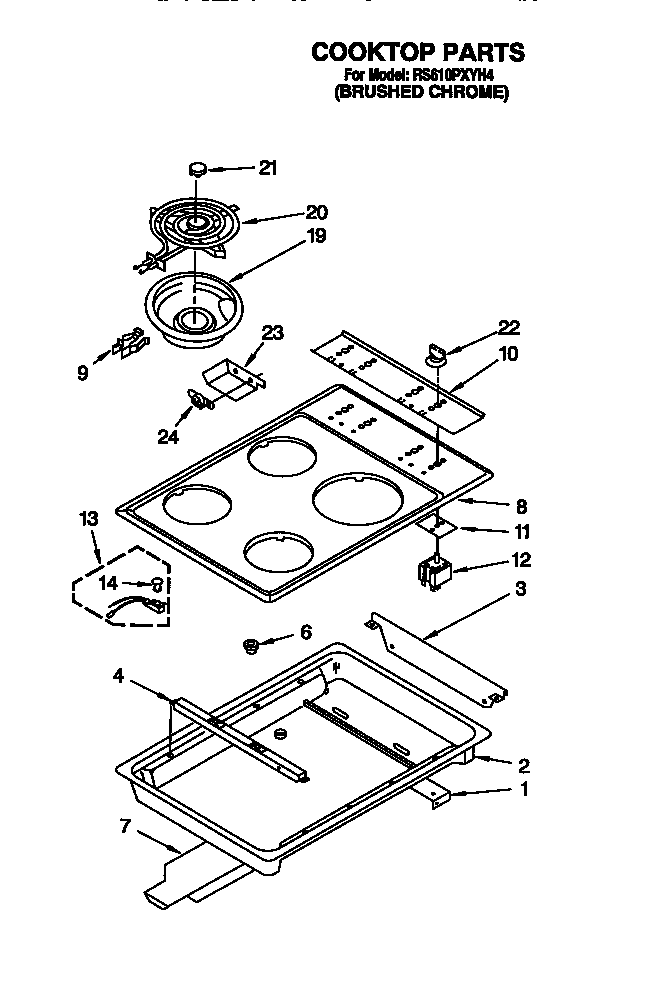 Whirlpool RS610PXYH4 cooktop diagram