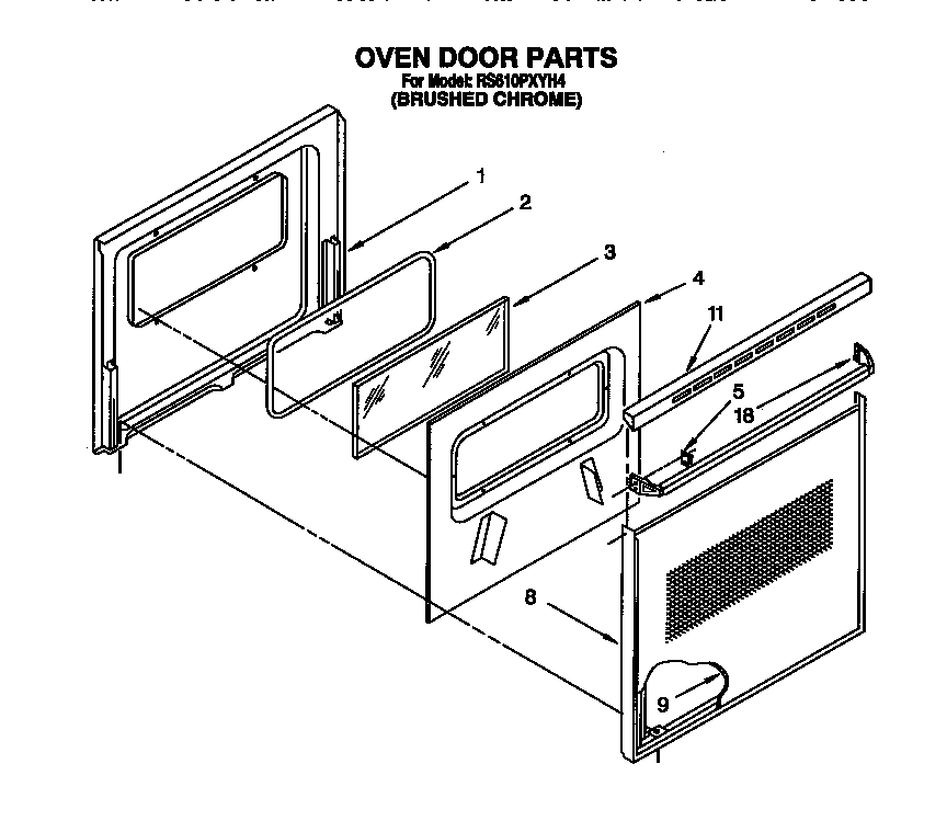 Whirlpool RS610PXYH4 oven door diagram