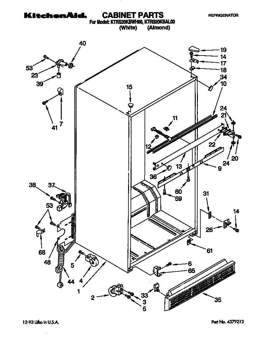 KitchenAid KTRS20KBWH00 cabinet diagram