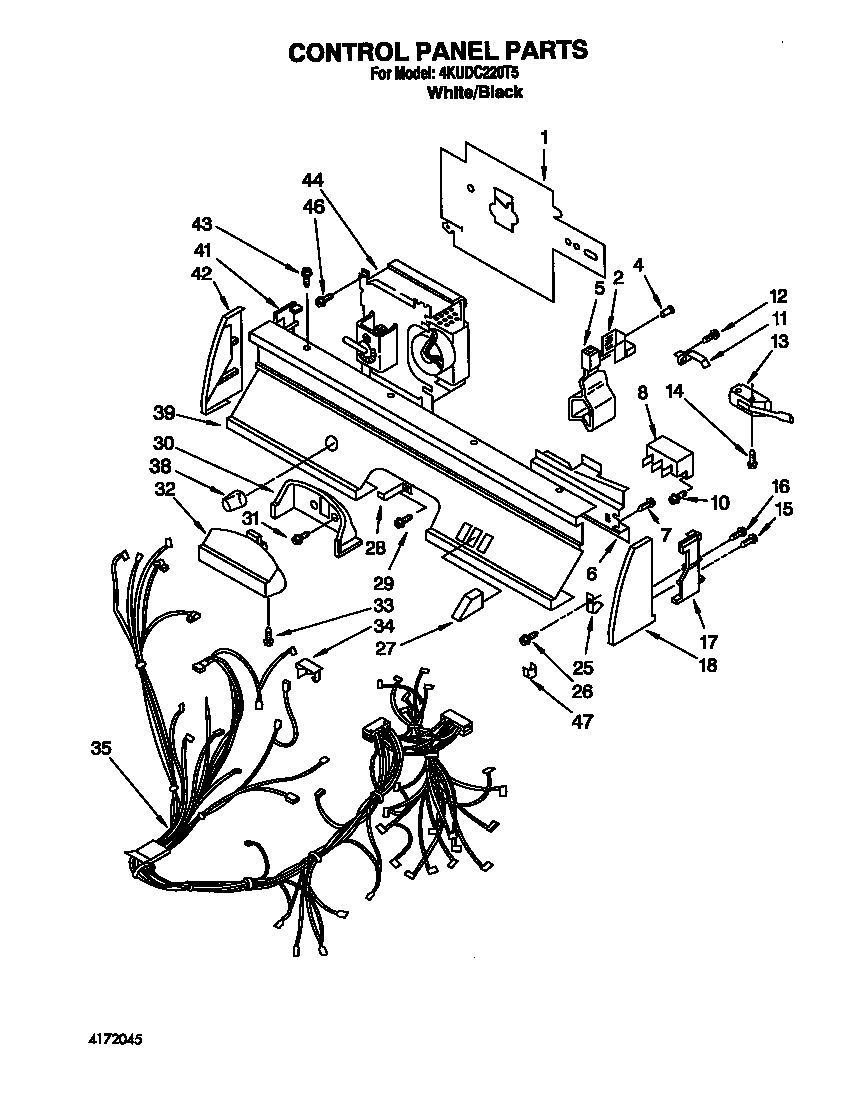 KitchenAid 4KUDC220T5 control panel diagram