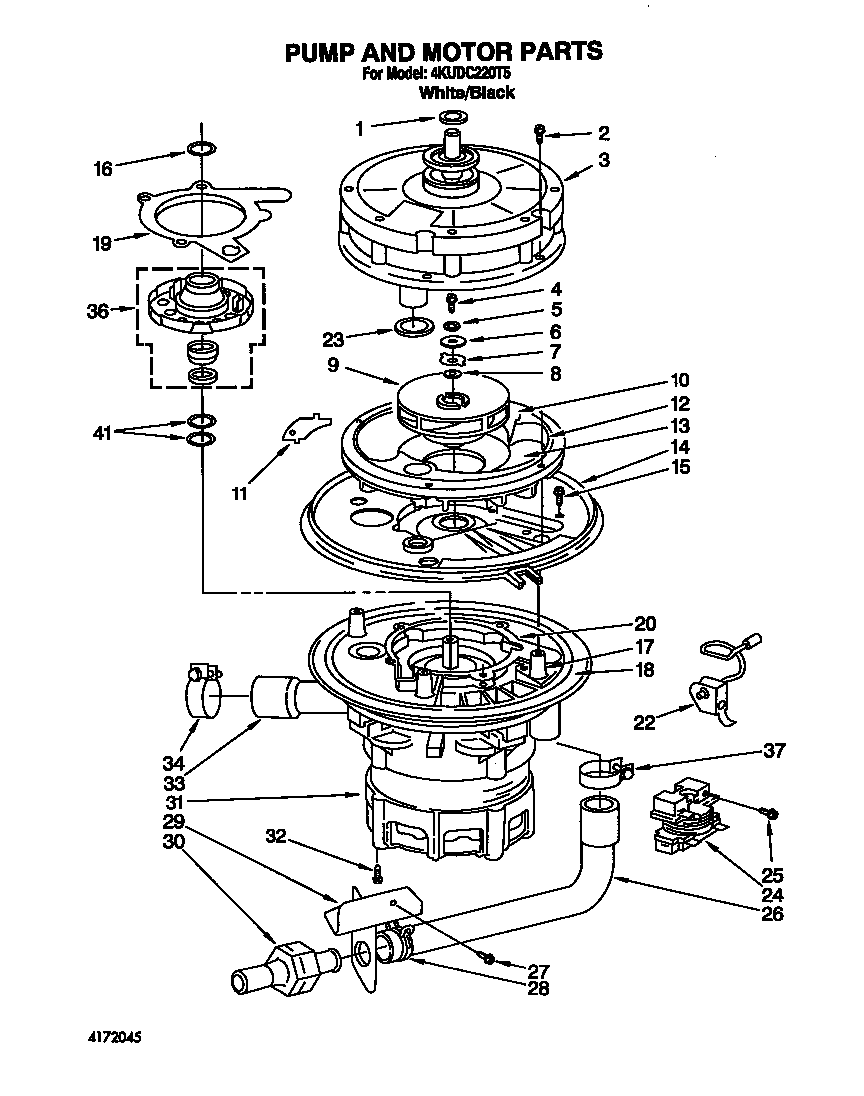 KitchenAid 4KUDC220T5 pump and motor diagram