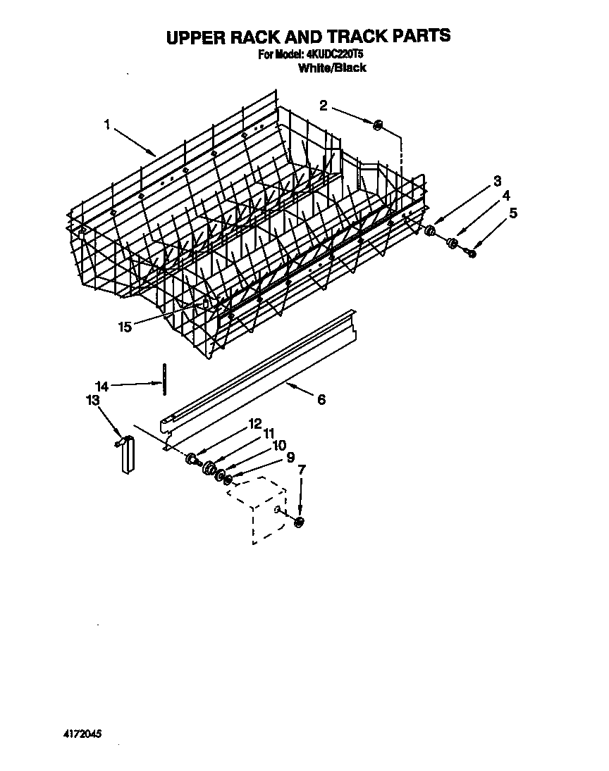 KitchenAid 4KUDC220T5 upper rack and track diagram