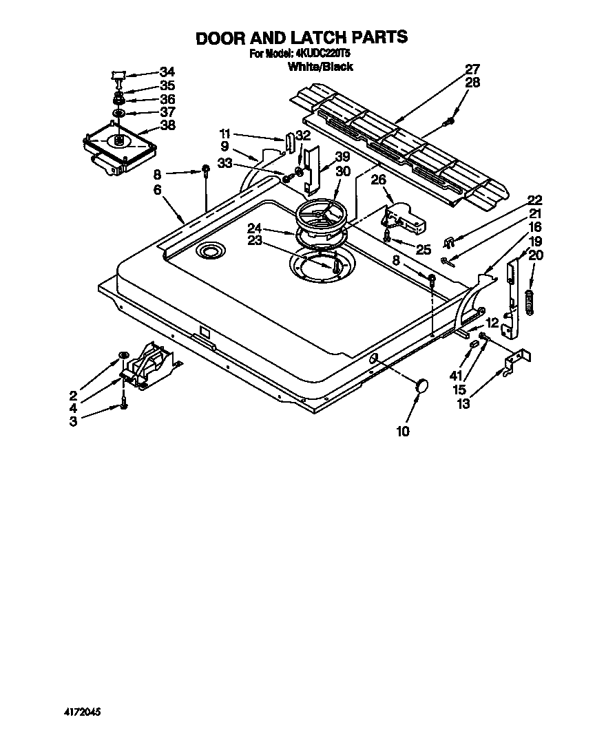 KitchenAid 4KUDC220T5 door and latch diagram