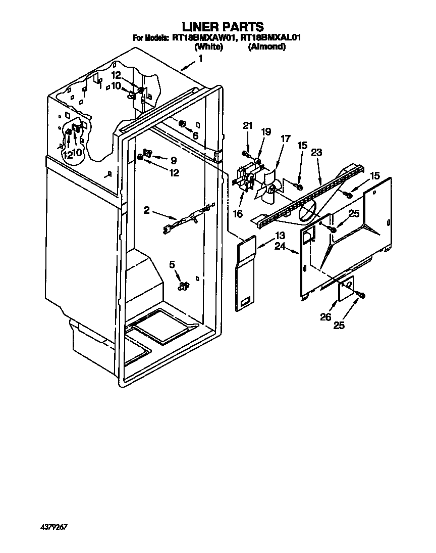 Roper RT18BMXAW01 liner diagram
