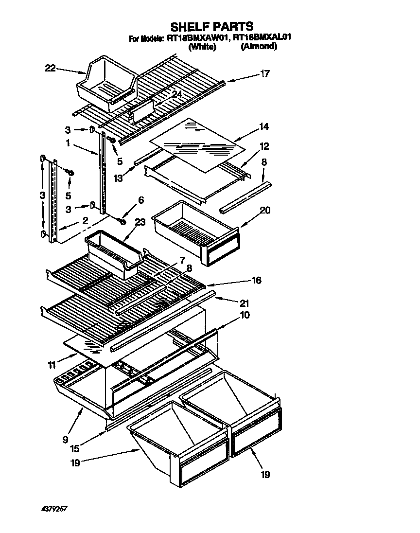 Roper RT18BMXAW01 shelf diagram