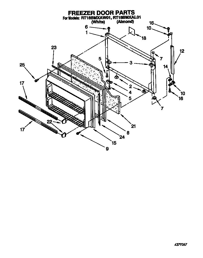 Roper RT18BMXAW01 freezer door diagram