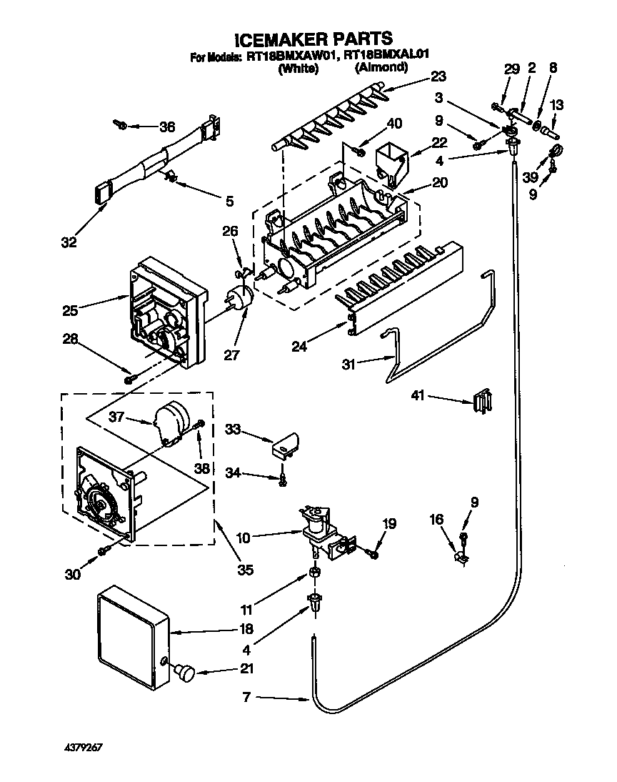 Roper RT18BMXAW01 icemaker diagram