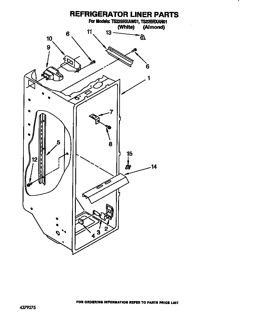 Whirlpool TS22BRXAW01 refrigerator liner diagram