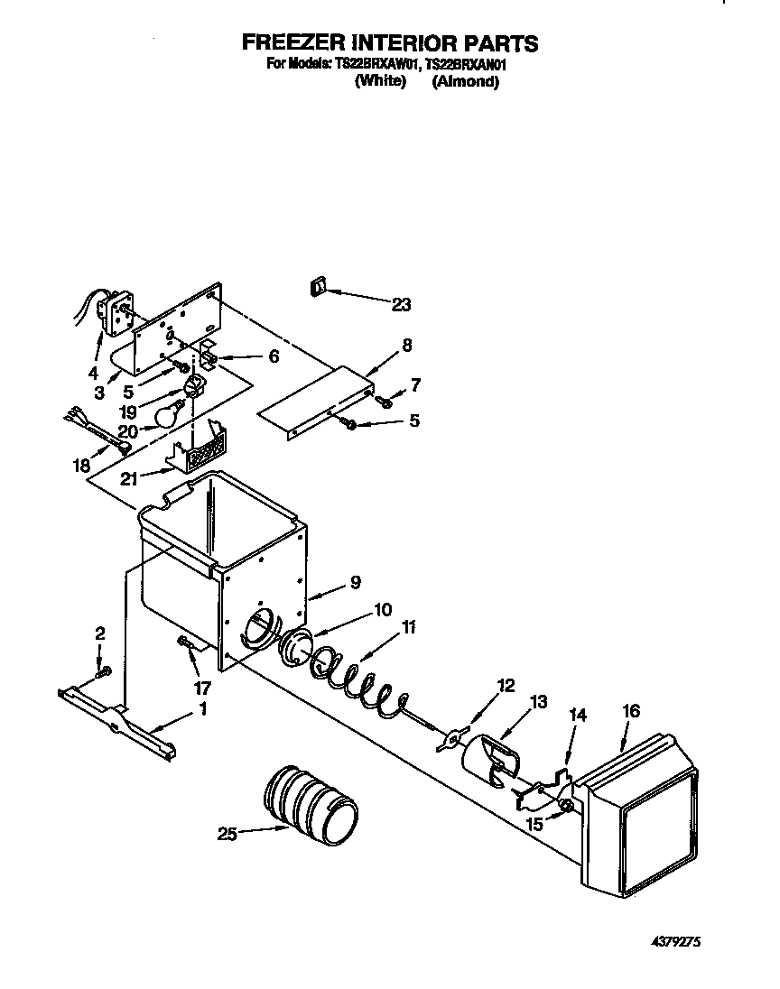 Whirlpool TS22BRXAW01 freezer interior diagram