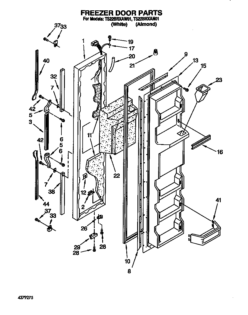 Whirlpool TS22BRXAW01 freezer door diagram