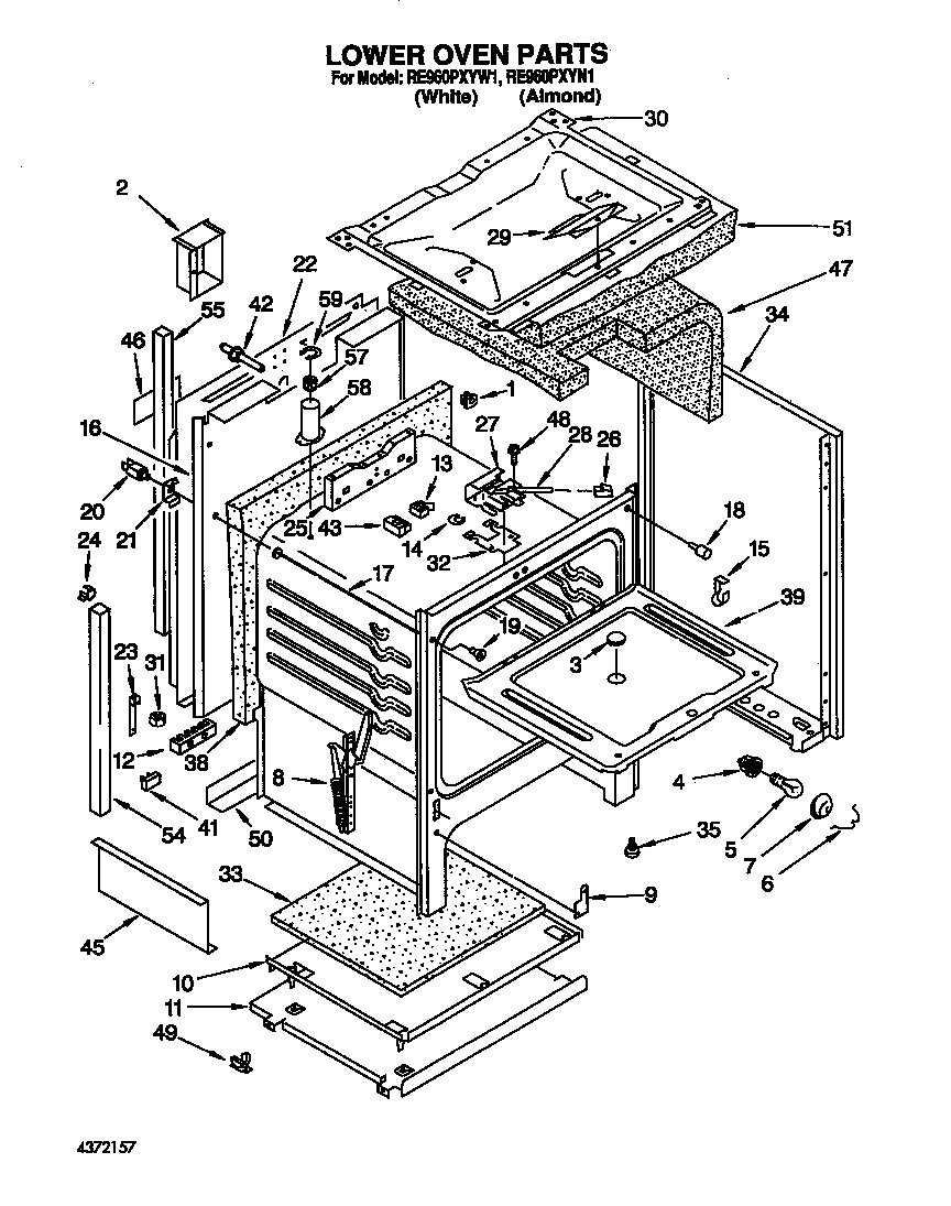 Whirlpool RE960PXYW1 lower oven diagram