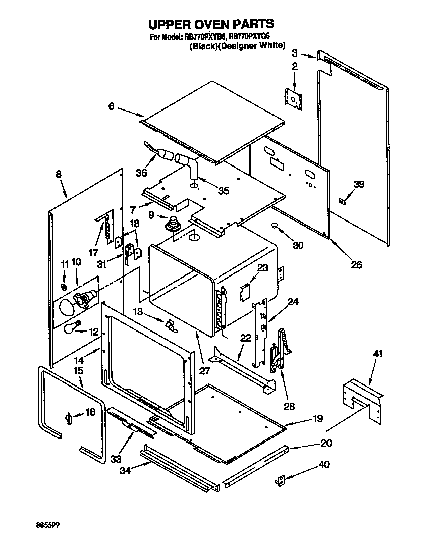 Whirlpool RB770PXYQ6 upper oven diagram