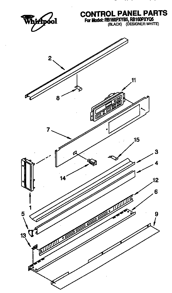Whirlpool RB160PXYQ5 control panel diagram