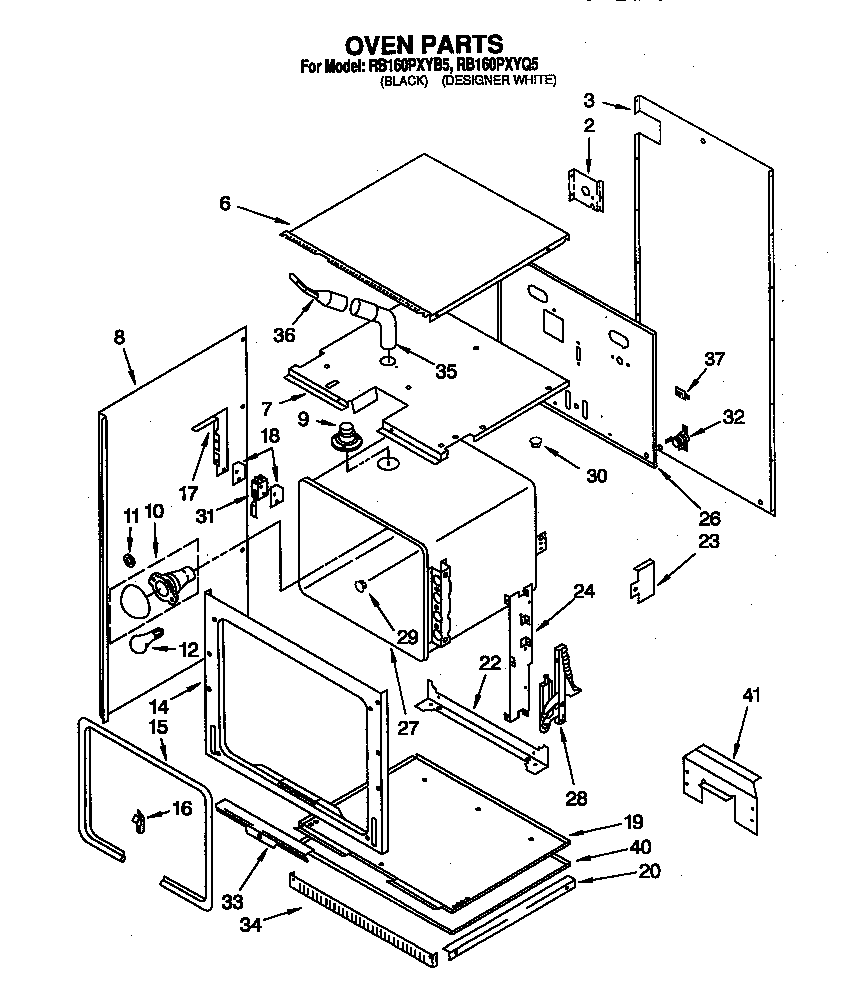 Whirlpool RB160PXYQ5 oven diagram