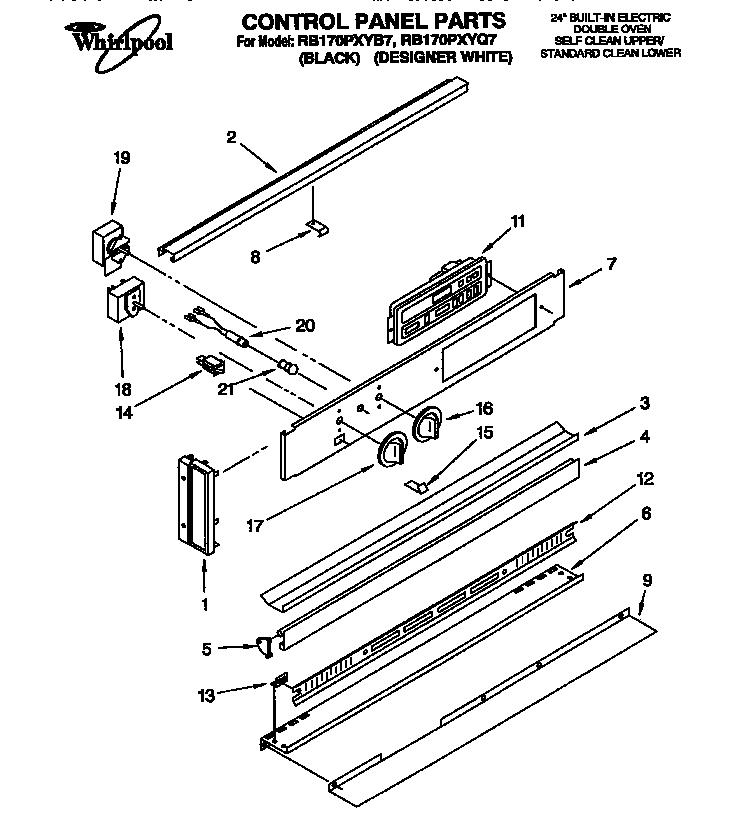 Whirlpool RB170PXYB7 control panel diagram