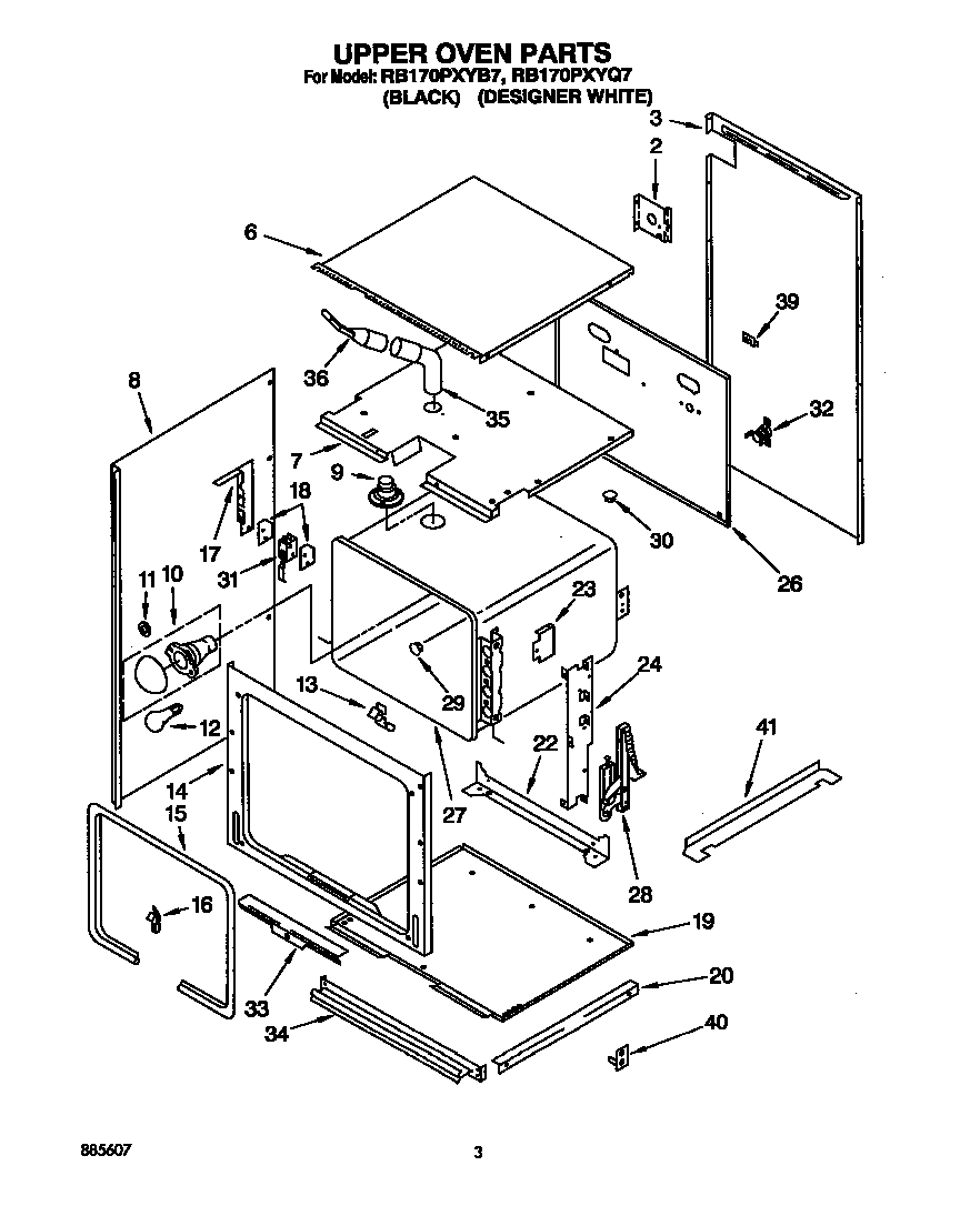 Whirlpool RB170PXYB7 upper oven diagram