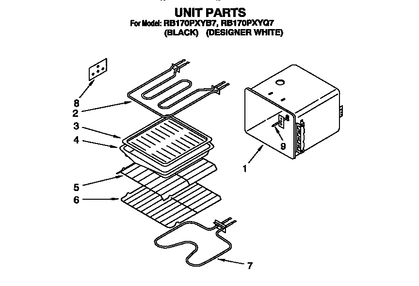 Whirlpool RB170PXYB7 unit diagram