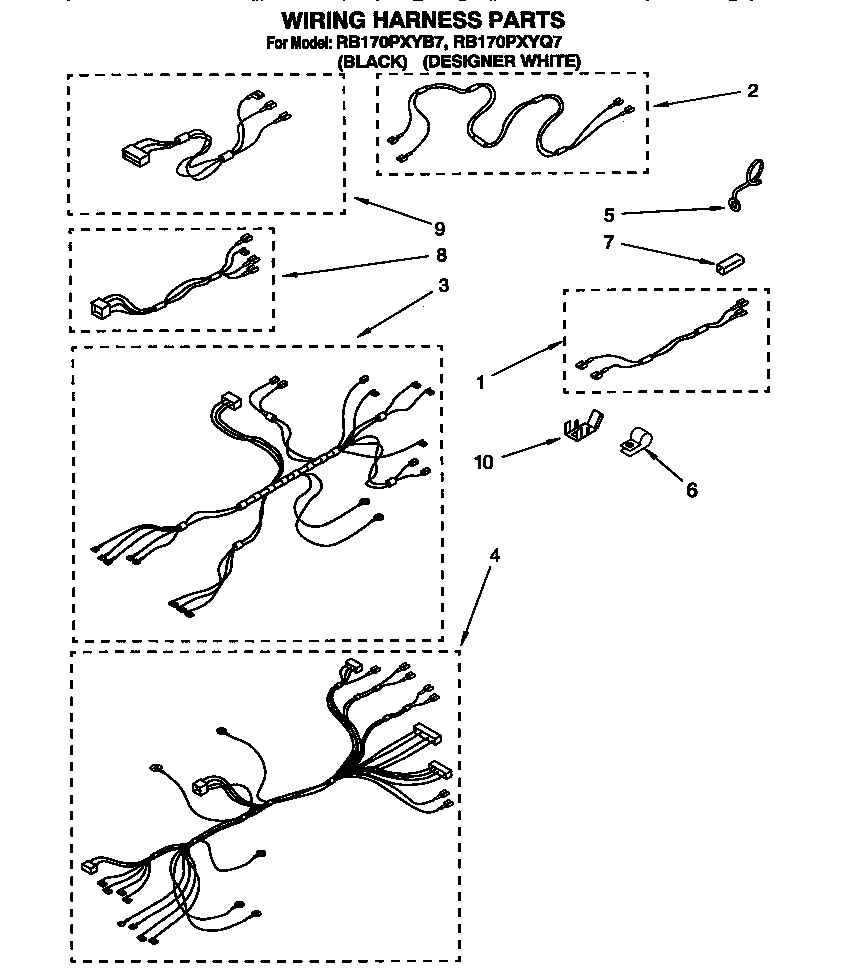 Whirlpool RB170PXYB7 wiring harness diagram